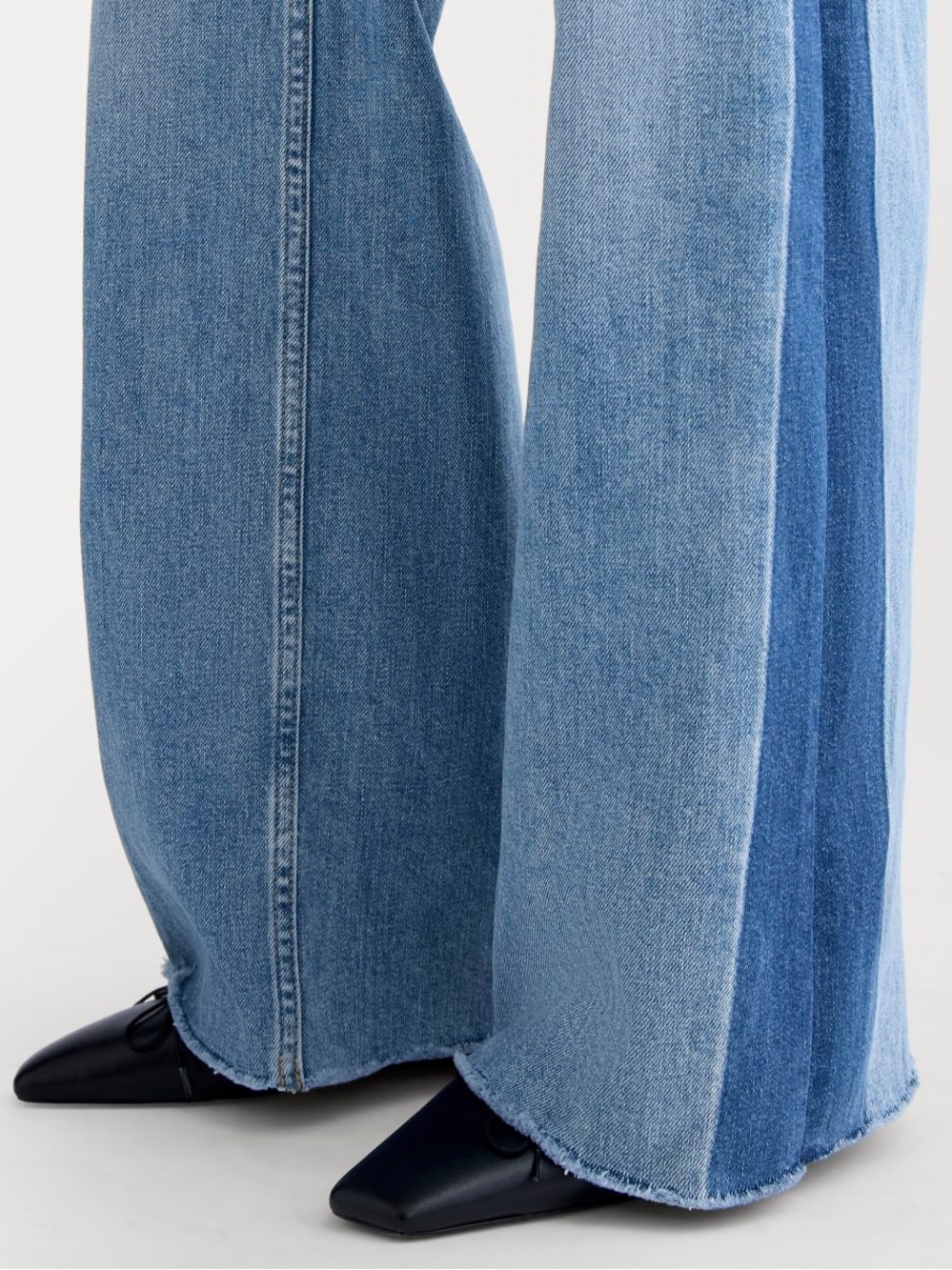 Everlane The Way High Sailor 2.0 Wide Leg Colorblock Jeans in Washed Indigo